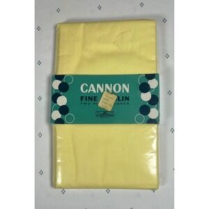1960's Vintage Cannon Fine Muslin Pillowcases Yellow Cotton Blend Standard RETRO